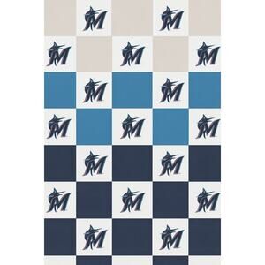 NEW The Styled Collection Miami Marlins MLB Buttery Ombre Check Throw Blanket